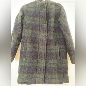 Green and navy plaid jcrew coat